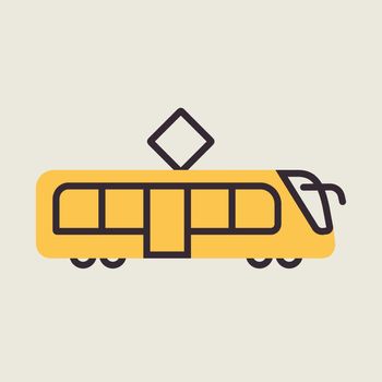 City tram flat vector isolated icon
