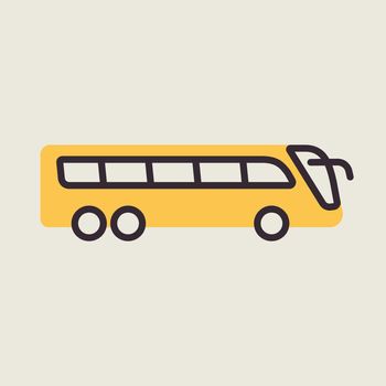 Travel bus flat vector icon