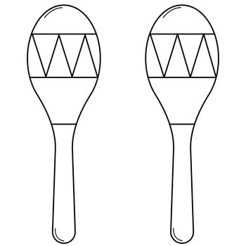 Hand drawn maracas. Musical instrument rumba shaker or chac-chac. Doodle style. Vector