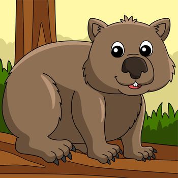 Wombat Animal Colored Cartoon Illustration