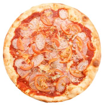 Classic Italian pizza with salami