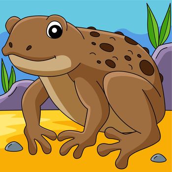 Cane Toad Frog Animal Colored Cartoon Illustration