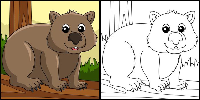 Wombat Animal Coloring Page Illustration