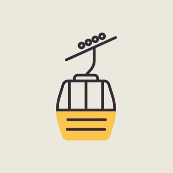 Ski lift gondola flat vector icon