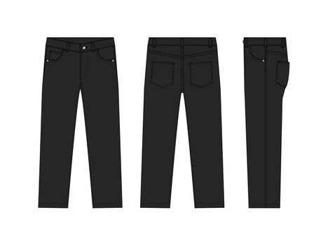 Straight jeans pants vector template illustration | black