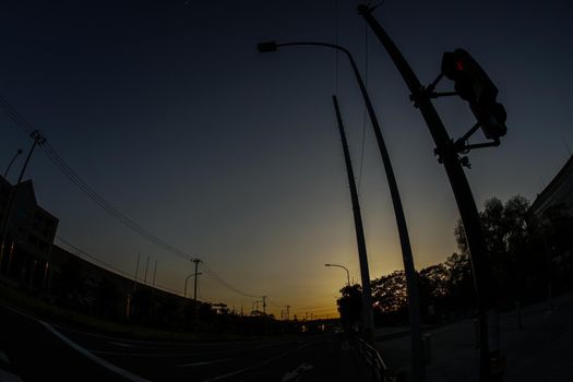 Sunset and telephone pole
