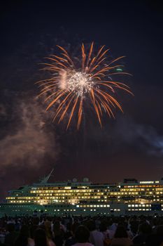Luxury vessel and fireworks display (Yokohama Sparkling Twilight)