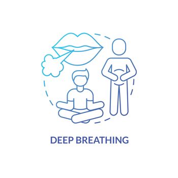 Deep breathing blue gradient concept icon