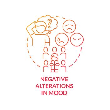 Negative alterations in mood red gradient concept icon