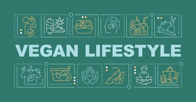Vegan lifestyle word concepts dark green banner