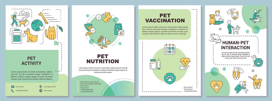 Proper pet care routine green brochure template