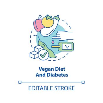 Vegan diet and diabetes concept icon