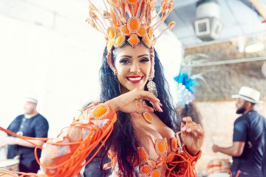 Samba, the beauty of Brazil. Shot of a beautiful samba dancer performing at a carnival.