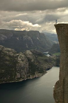 Landscape showing Preikestolen rock in Norway