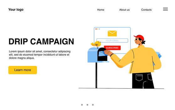 Drip campaign banner. Concept of email marketing