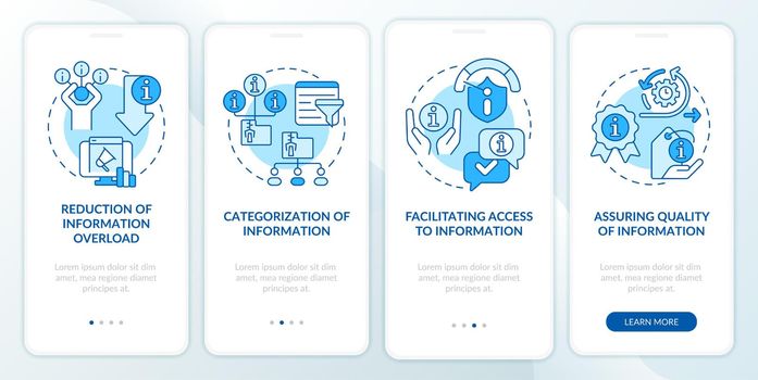 Assignments of information industry blue onboarding mobile app screen