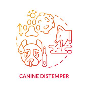 Canine distemper red gradient concept icon