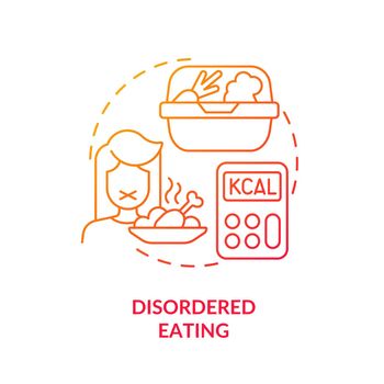 Disordered eating red gradient concept icon