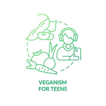 Veganism for teens green gradient concept icon