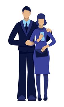 Couple visiting funeral semi flat color vector characters