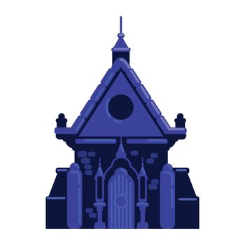Cemetery gothic chapel semi flat color vector object