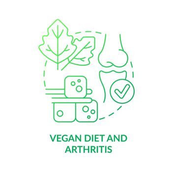 Vegan diet and arthritis green gradient concept icon