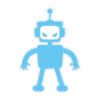 Evil robot semi flat color vector character