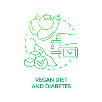 Vegan diet and diabetes green gradient concept icon