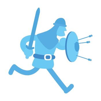 Medieval knight in battle semi flat color vector character