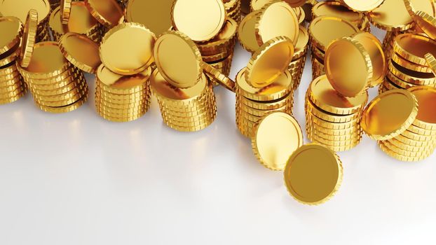 Gold coin on white background 3D render