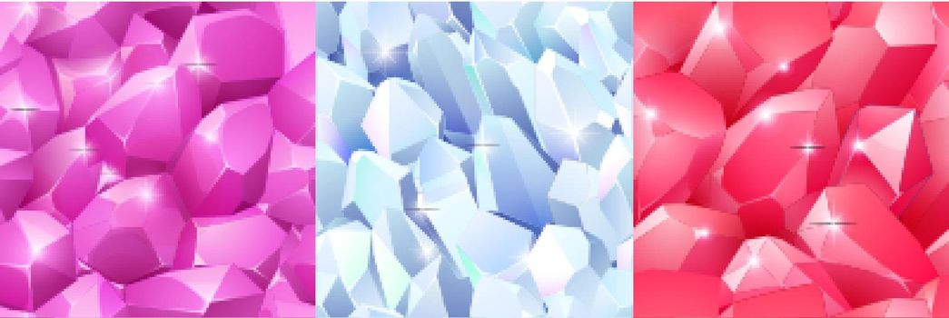 Magic crystals textures, seamless backgrounds