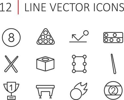 billiards line icons for web and user interface