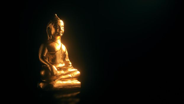 3D render Buddha statue on dark background