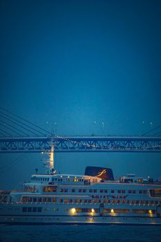 Luxury vessel and Yokohama Baybridge