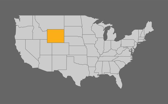 Map of the United States with Wyoming highlight