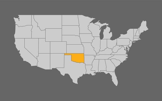 Map of the United States with Oklahoma highlight