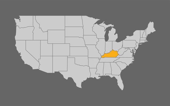 Map of the United States with Kentucky highlight