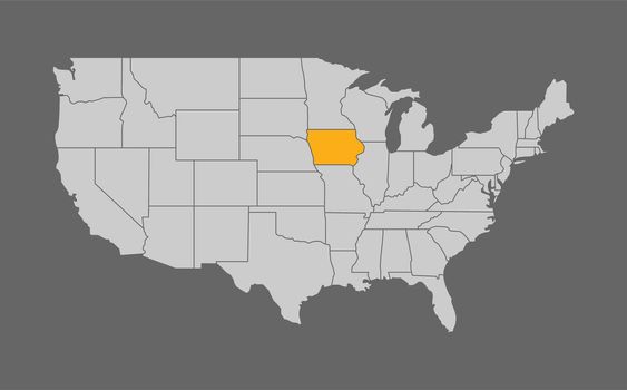 Map of the United States with Iowa highlight