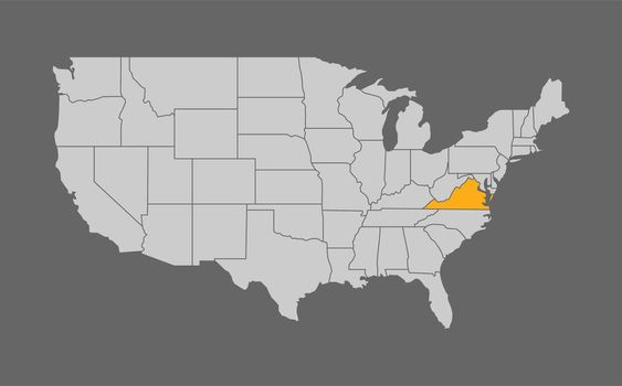Map of the United States with Virginia highlight