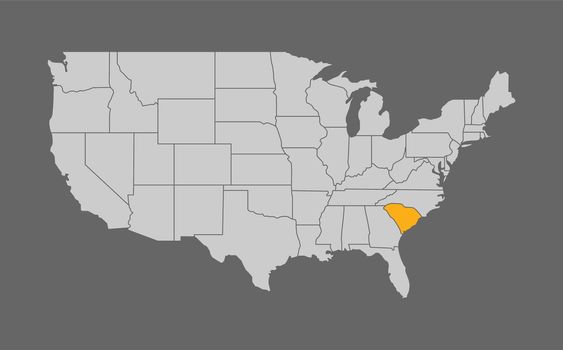 Map of United States with South Carolina highlight