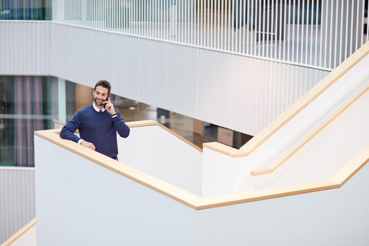 Hell do what it takes to stay at the top. Shot of a young businessman talking on a cellphone in an office.