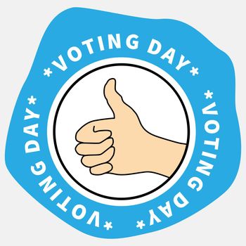 Positive thumbs up emblem on VOTE DAY for victory