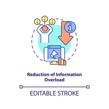 Reduction of information overload concept icon