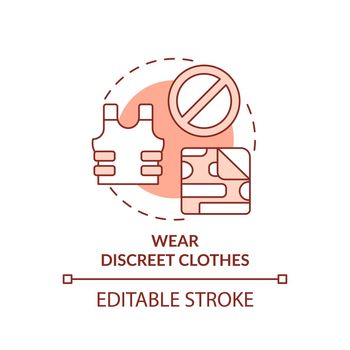 Wear discreet clothes terracotta concept icon