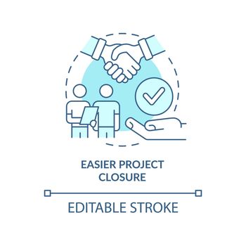 Easier project closure turquoise concept icon