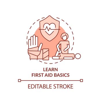 Learn first aid basics terracotta concept icon