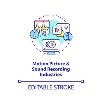 Motion picture and sound recording industries concept icon