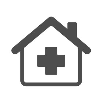 Hospital, drugstore, pharmacy, clinic house symbol. Vector icon isolated on white background. Modern sign for web, mobile apps and ui design