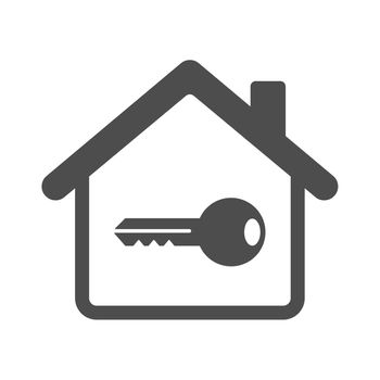Smart house automation control system symbol with lock key. Smart home technology silhouette vector icon isolated on white background. Modern infographic icon for web, mobile apps and ui design