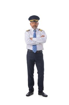 Airline first pilot on white